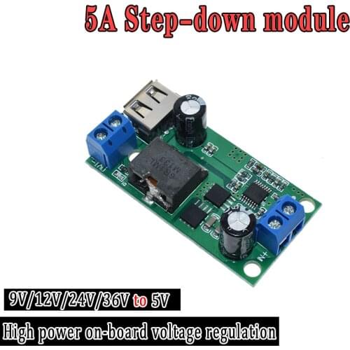 WAVGAT DC-DC 9V 12V 24V 36V To 5V/5A Step-down Module Regulated High Power Vehicle Voltage Stabilized Power Converter Module