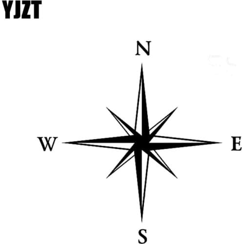 YJZT 12.7CM*12.7CM Compass Decal Vinyl Car Sticker Art Decoration Black Silver C10-01151