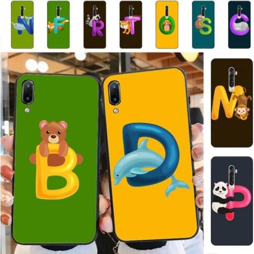 YNDFCNB Letter animal Phone Case for Vivo Y91C Y11 17 19 17 67 81 Oppo A9 2020 Realme c3
