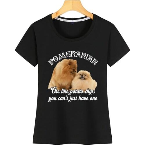 Tops T Shirt Women Pomeranian Dog Funny White Short Tshirt