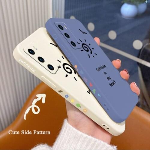 The Sun Liquid Silicone Case For Huawei P40 P30 P20 Camera Protective Soft Phone Back Cover On Mate 40 30 20 P Smart 2021 Y7A