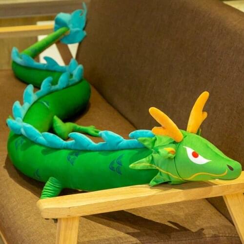 1PC 220cm Simulation Long Dragon Plush Toy Soft Cartoon Animal Zodiac Dragon Dinosaur Stuffed Doll Sleeping Pillow Best Gifts