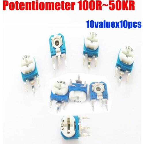 10valuesx10pcs=100pcs 100R~5KR Trimming Potentiometers/adjustable Variable Resistors