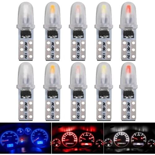 10 Pcs T5 Auto Car Dashboard Lights 2 3014 SMD Reading Instrument Panel Lamp No Polarity Led Bulb White 12V DC