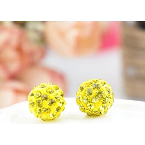 8mm 100pcs High Quality Yellow Crystal Clay Beads For Jewelry Making Necklace Bracelet Diy Beads Pave Disco Round Ball Beads