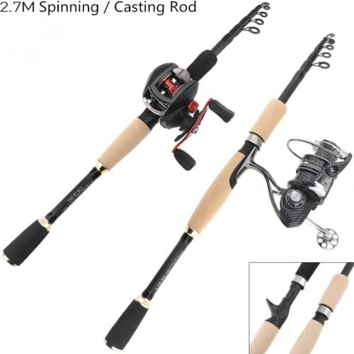 2.7m 7 Section Carbon Fiber Lure Fishing Rod Ultra Light Spinning / Casting Fishing Rod Pole Portable Rod