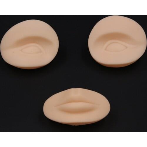 3D Permanent Makeup Tattoo Practice Skin 5sets/lot Replacement Parts 2 Eyes and 1 Lips for Training Mannequin Head Free Shipping