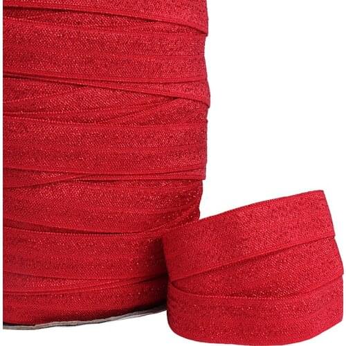 50 yards/lot) New arrival red metallic fold over elastic for baby headbands