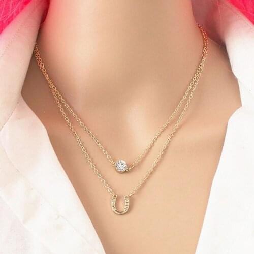 70% Hot Sell Necklace Double-layered Easy to Wear Alloy Layered Choker Necklace for Party