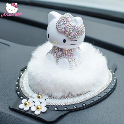 Lucky KT Car Air Freshener Holder Car Decoration Rhinestone Hello KT Car Perfume Pink Car Accessories Bathroom Home Decor