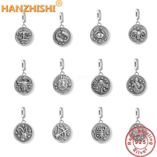 925 Silver Virgo Aries Taurus Cancer Capricorn Sagittarius Leo Constellations Dangle Charms Beads For Necklace Pendant Jewelry