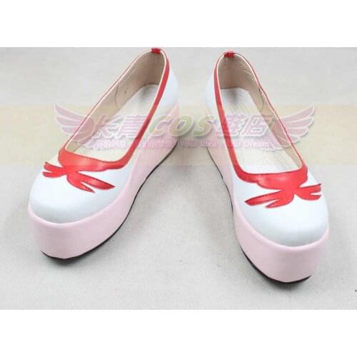 Cardcaptor Sakura Kinomoto Sakura White Pink Girls Cosplay Shoes C006