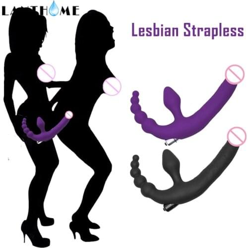 Dildo Vibrator for Women G Spot Stimulation Double Triple Penetration Vibrating Anal Beads Butt Plug for Lesbian Couples Adult