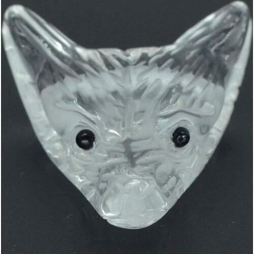 1.4" Howling Wolf Figurine Clear Quartz Gemstone Animal Pendant Hand Carved Stone Necklace Jewelry Man Fashion
