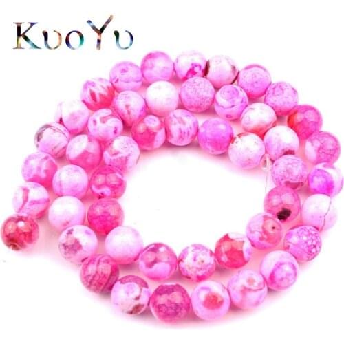 Fuchsia Fire Dragon Agates Natural Stone Beads Round Loose Spacer Bead For Jewelry Making DIY Bracelet 15'Strand 4/6/8/10mm