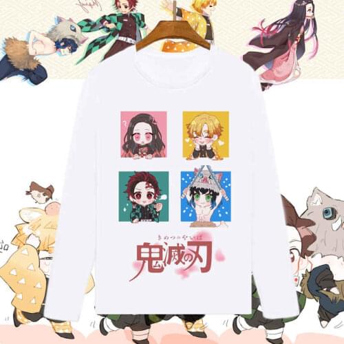Demon Slayer Spring Autumn Long Sleeve T-shirt Kamado Tanjirou Kamado Nezuko Cartoon Cosplay T Shirt Anime Top Tee Costume
