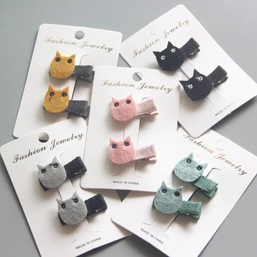 Boutique 10pairs Fashion Cute Felt Night Owl Hairpins Solid Mini Animal Hair Clips Princess Headwear Hair Accessories