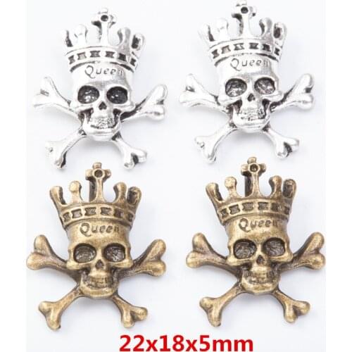 25 pieces of retro metal zinc alloy skull pendant for DIY handmade jewelry necklace making 7373