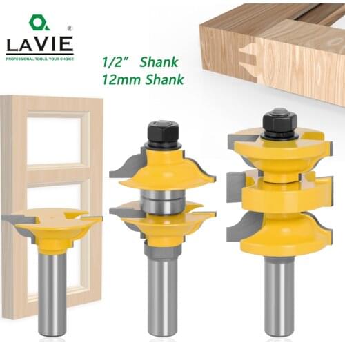 LAVIE 3pcs 12mm 12.7mm Shank Entry Interior Tenon Door Router Bit Set Ogee Matched R&S Router Bits Carving for Wood MC03077