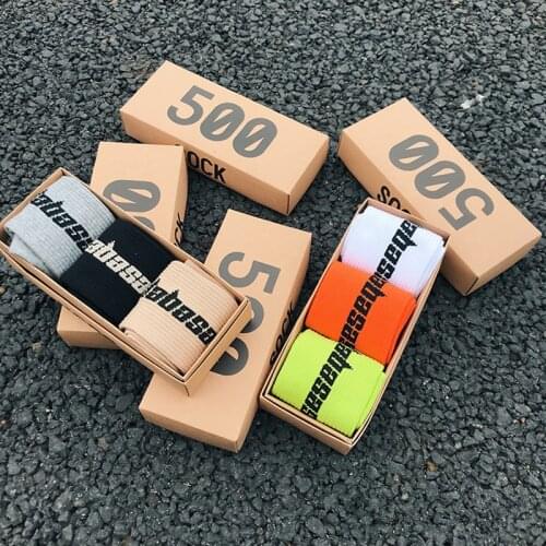 3 Pairs/Box Fashion Socks 500 Style Crew Male Tide Street Europe Hip Hop Match Tidal Youth Socks Men and Women Personality Socks