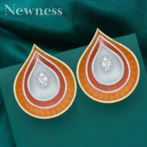 Newness Water Drop Luxury Rotate Flower Fashion Earring Copper Three Tones Color Jewelry For Women Bijoux Holiday Jewelry