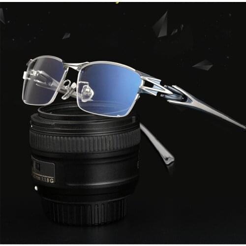 New Business Glasses Myopia Mens Fashion Pure Titanium Half-rim Glasses Frame Discoloration Big Face with Myopia Super Light