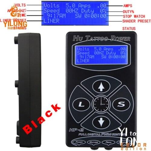 Newest Professional Black HP-2 Tattoo Power Supply Digital Dual LCD Display Tattoo Power Supply Machines Free Shipping