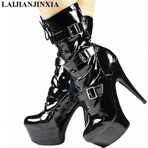 New 15CM crystal thick bottom sexy high heel boot/medium boot/pole shoes, performance model Dance Shoes
