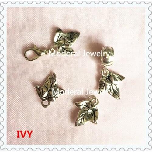 Alloy Ivy Leaf Collar Charm Sorority Greek Dangling European Beads For Women Jewelry,OPB004,10pcs/lot
