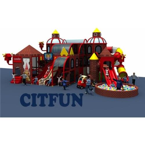 Plastic slide indoor playground equipment with ball pit IP-030A