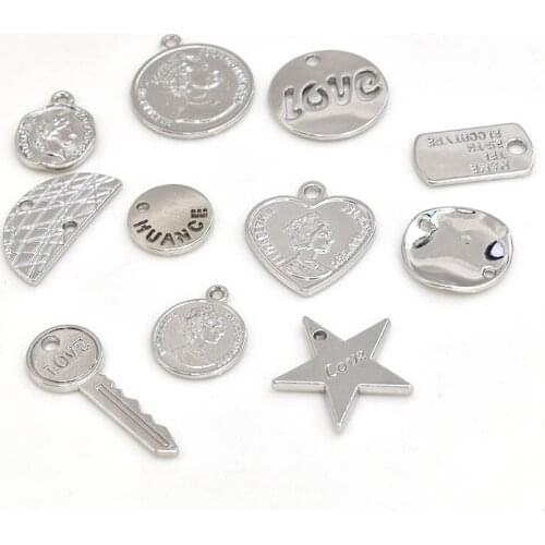 Zinc Alloy Charms Heart Round Star Key Charms 10pcs/lot For DIY Fashion Jewelry Making Finding Accessories