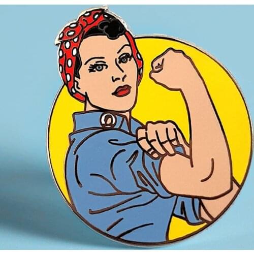 Rosie The Riveter Feminist Brooch Pins Enamel Metal Badges Lapel Pin Brooches Jackets Fashion Jewelry Accessories