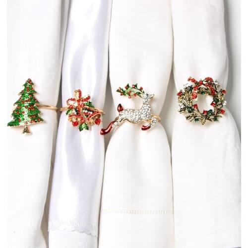 Christmas Napkin Ring Holders Xmas Table Decoration For Home Metal Reindeer Horn Tissue Ring Wedding Banquet Hotel Table Sup