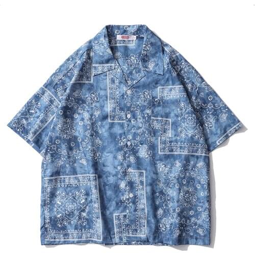 QSuper Summer Hawaii Beach Mens shirt Hip Hop Shirt Pailey Design shirts for men Loose Size Old School Mens clothing Shirts