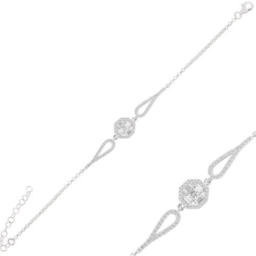 Silver 925 Sterling Baget Zircon Cubic Zirconia Bracelet