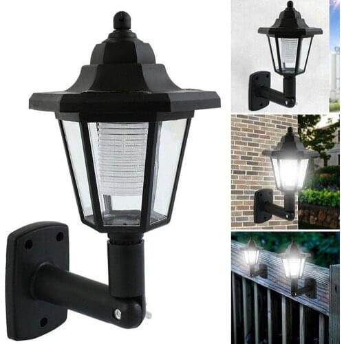 Solar Hexagonal Lamp LED Wall Light White Outdoor Way Lamp Mount Garden Wall Landscape Lighting O4A5