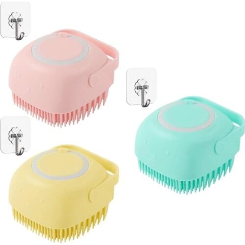 G99E Silicone Body Brush Shower Scrubber with Shower Gel Dispenser Function Soft Bath Massage Exfoliating Cleaning for Women Men