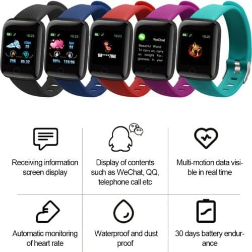 New 116 Plus Smart Watch Wristband Sports Fitness Blood Pressure Heart Rate Monitor Call Message Reminder Pedometer Pedometers