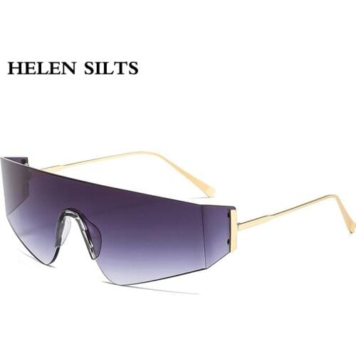 Trend One Piece Rimless Sunglasses Women Men Brand Designer Oversized Goggle Sun Glasses For Men UV400 Eyeglasses Oculos H199