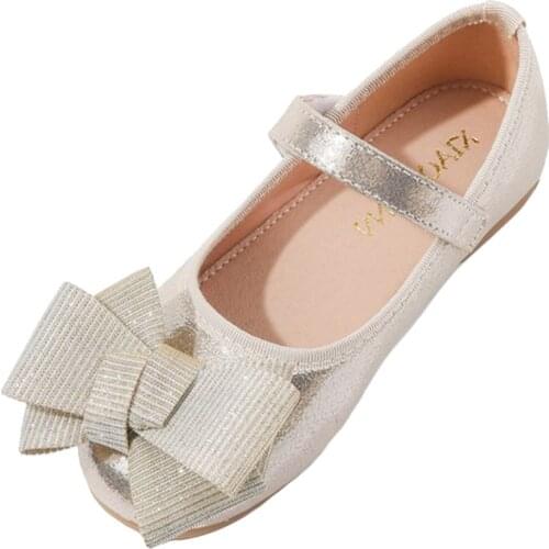 Girls Flats Wedding Party Bowknot Bridesmaids Pump Shoes Kids Slip on Ballerina Flats Children Princess Dress Mary Jane Shoes