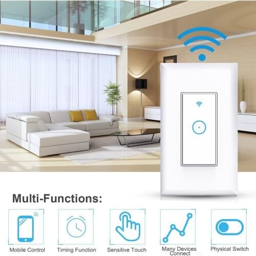 Smart Wifi Wall Light Switch 1 Gang Remote Control Smart Switch US Standard For graffit APP Intelligent WiFi Wall Switch