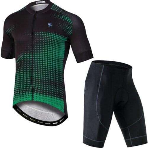 YOCENE Slim Fit Hot Selling Green Star Word Cycling Suit Jersey Compression Bicycle Set