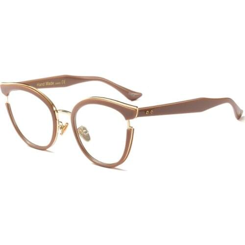 Veshion Metal Cat Eye Glasses Frames Women Designer Optical EyeGlasses Fashion Eyewear Computer Glasses