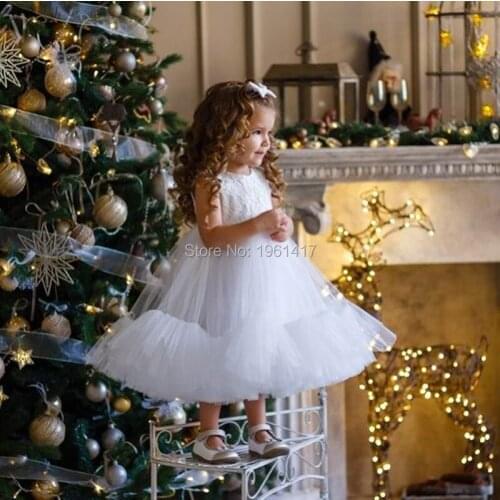 High Quality Customized Girls Dresses for Wedding Puffy Tulle Kids Clothes Children Birthday Pageant Gown Lace Dress
