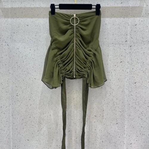 New Summer Fashion Women High Quality Pleated A-Line Skirt 2 Color For Female Ddxgz2 6.19