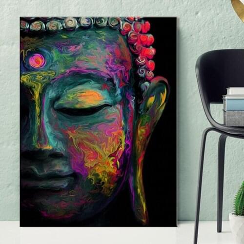 Buddha Wall Canvas Pictures Posters And Prints Modern Colorful Head Of Buddha Paintings On The Wall Art Canvas Prints Home Decor