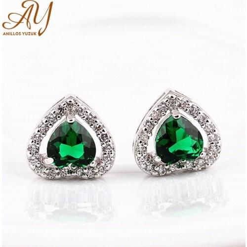 Anillos Yuzuk 925 Sterling Silver Created Sapphire Emerald Ruby Triangle Shape Stud Earrings Wedding Party Luxury Jewelry Gifts