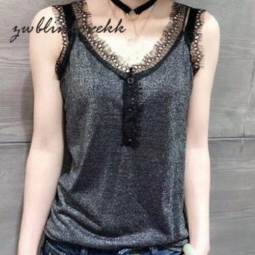 Lace Tops Women Female Sexy Solid Tank Top Camisole Evening Club Party New Summer Camis Solid Top Female Clothes Plus 4XL 2C0084