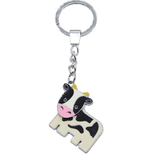 1pcs cute farm animal cow keychain key ring bag car wallet decoration keychain womens girl teen charm gift