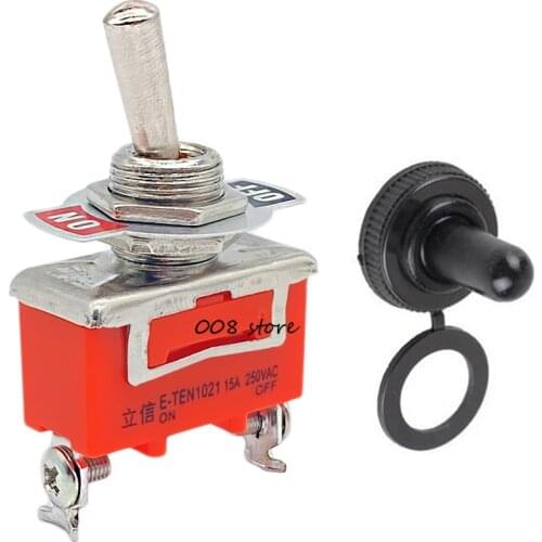 1Pc Orange E-TEN 1021 Heavy Duty SPST 2 Terminal ON/OFF Toggle Switch & Waterproof Cap VE186 P0.11